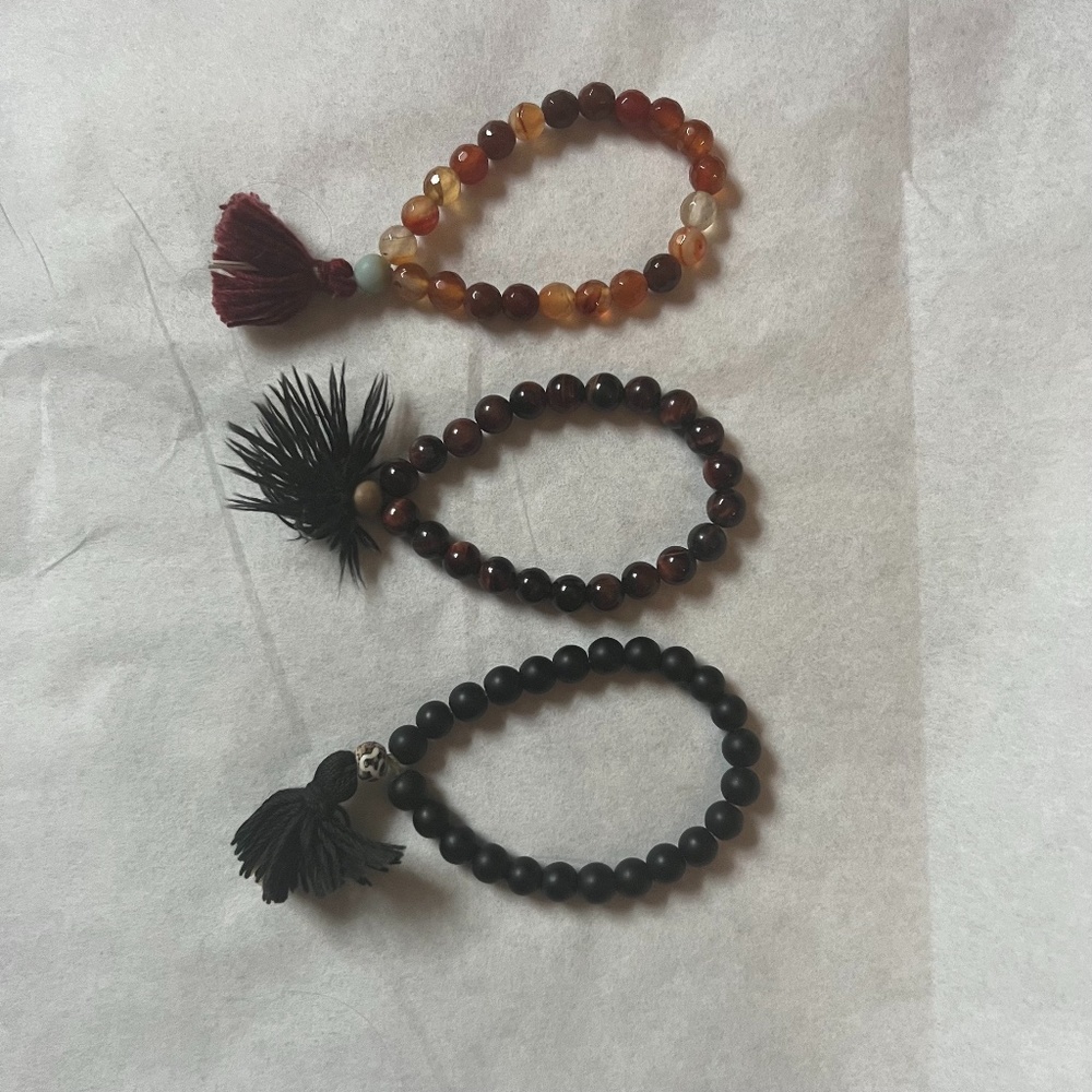 5 bracelet bundle: rose quartz, Tiger's eye, ; new without tags